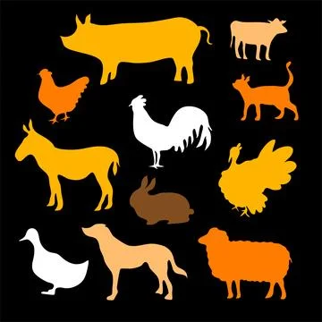 Animals silhouette bundle set vector Illustrazione stock