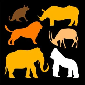 Animals silhouette bundle set vector Stock Illustration
