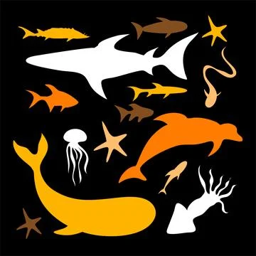 Animals silhouette bundle set vector Stock Illustration