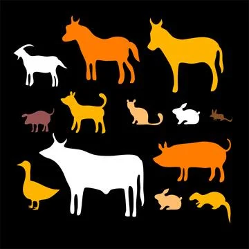 Animals silhouette bundle set vector Stock-Illustration