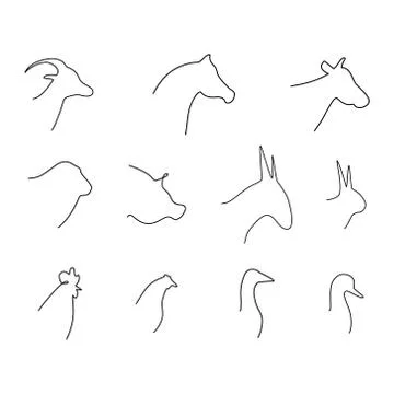 Animals vector line icons set. Stock Illustration
