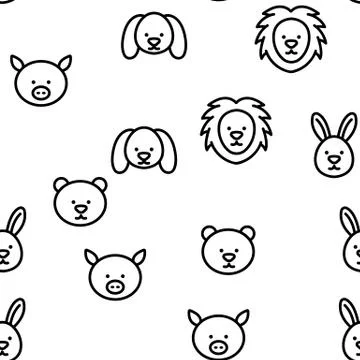 Animals Vector Seamless Pattern イラスト素材