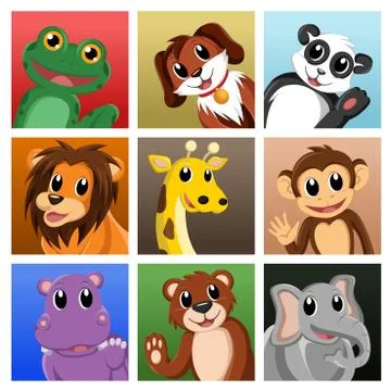 Animals waving hello Stock Illustration