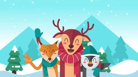Animals Welcoming Winter Background Stock Footage 260909091