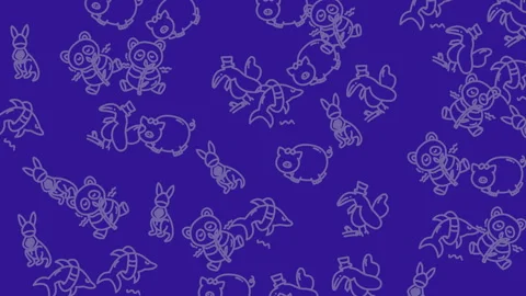 Animals in white outline on blue background suitable for childrens educational Stock Footage 322877681