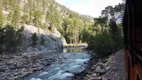 Animas river view from a Durango silverton train Stock Footage 139322571