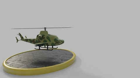 Animate 3D Render animation helicopter on gray background Stock Footage 168619854