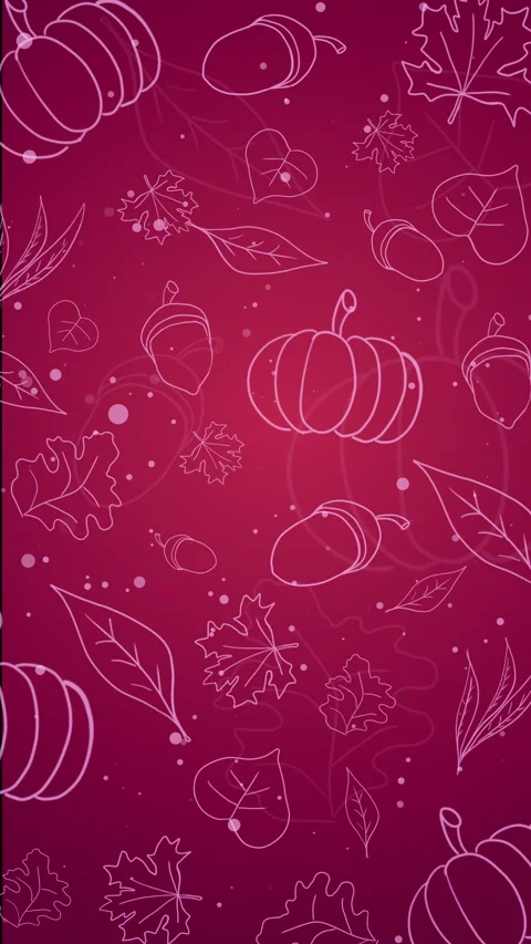 Animate hand drawn pattern with autumn elements contours Stock Footage 289223776