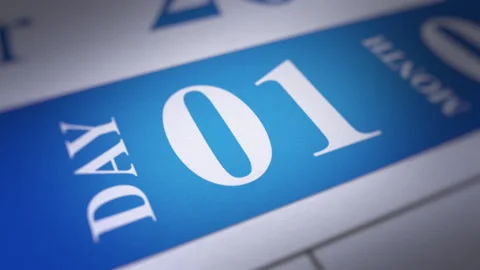 Animate zoom-in to the first day of the month on the calendar Stock Footage 259005026