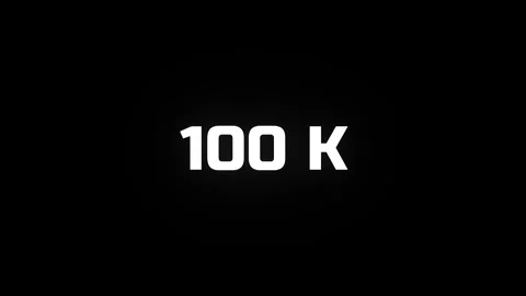 Animated 100 k text graphic with sparkling particle effect on black backgroun Stock Footage 340399347