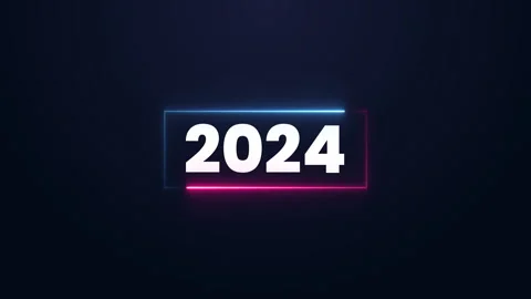 Animated 2024 sign. neon effect. Video stock 253884882