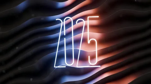 An animated 2024 transitions into 2025 in a dynamic New Year sequence. A li.. Stock-Footage 293136132