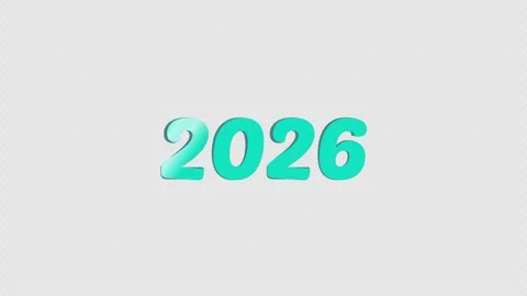 Animated 2026 waving 3D text. ProRes 4444 alpha channel overlay. Video stock 316784661