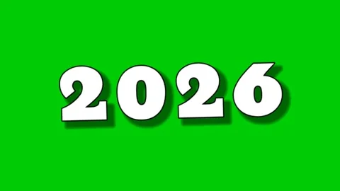 Animated 2026 White Number Text on Green Screen motion Graphic Vidéo 324504874