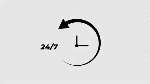 Animated 24 7 Service Clock Icon Hand Drawn Motion Graphics Overlay Stock-Footage 347360070