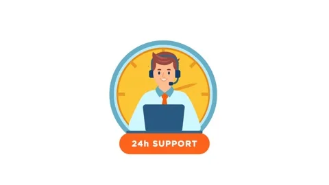 Animated 24 hour support center assistance Video stock 303496490