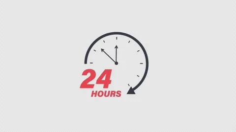 Animated 24 Hours Clock Icon Showing Time Passing - Transparent Stock Footage 340959719