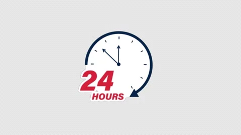 Animated 24 Hours Clock Icon - Transparent Stock Footage 342020188