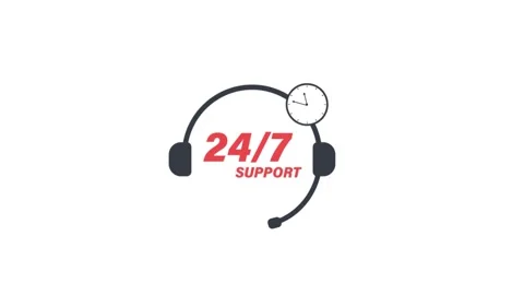 Animated 24/7 Customer Support Icon with Rotating Clock Stock Footage 340959613
