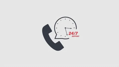 Animated 24/7 Customer Support Icon with Rotating Clock Hands - Transparent Stock Footage 340959669