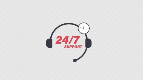 Animated 24/7 Customer Support Icon with Rotating Clock - Transparent Stock Footage 340959683