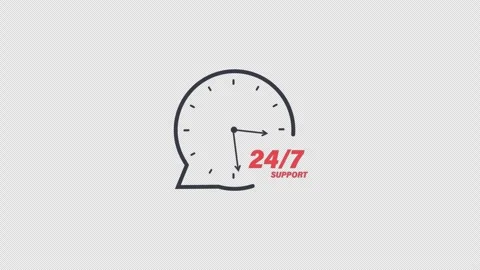 Animated 24/7 Support Clock Icon - Transparent Stock Footage 340959736