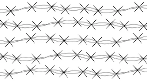 Animated 2D background with black barbed wire on white background Stock-Footage 124201217