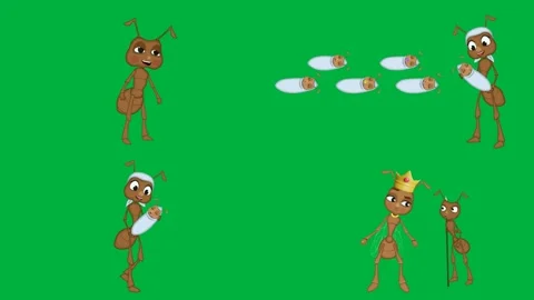 Animated 2d cartoon Ant Ant Ant Ant standing on green screen chroma key 4k. Stock Footage 310121900
