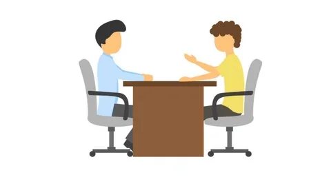 animated 2d cartoon of an interview or m... | Stock Video | Pond5