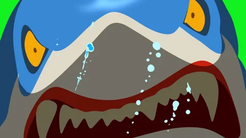 Animated 2D Cartoon Shark Screen Wipe Video Transition on Green Screen 库存影片 344235069