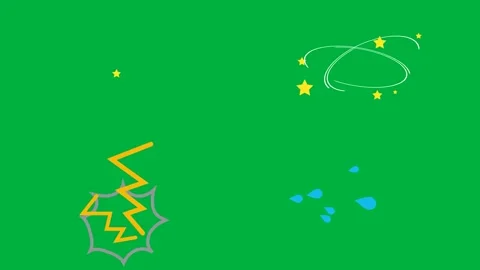 Animated 2d character lightning zigzag and thunderbolt on green screen. Stock Footage 310121809