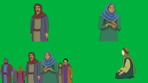 Animated 2d character man man children children on green screen chroma key. Stock Footage 310121853