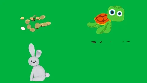 Animated 2d character rabbit birds tree stump and green screen chroma key. Stock Footage 310122660