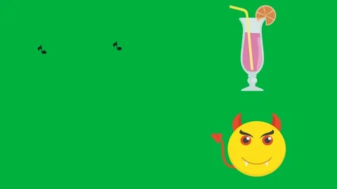 Animated 2d character smiley face devil and angel on green screen chroma. Stock Footage 310121797