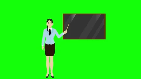 Animated 2D Character teacher talking and explaining 4k green screen Vidéo 279260186