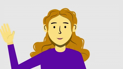 Animated 2D Woman Waves At Computer Webcam With Alpha 動画素材 192643663