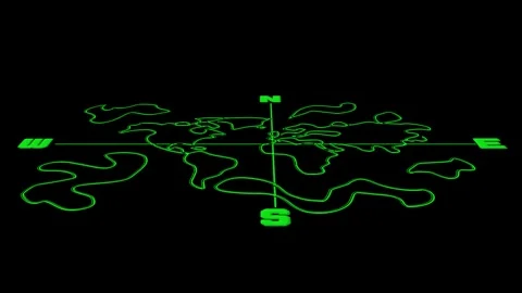 Animated 2D World Map with White Lines on Black Background, Global Connectivity Stock Footage 310281627