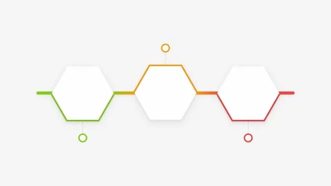 Animated 3 step infographic progression with hexagons. 4K Видео 344708587