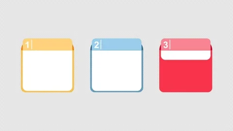 Animated 3 steps infographics, square shape with number label Stock-Footage 308653665