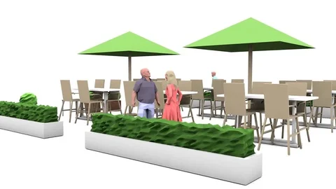 Animated 360 degree view of low poly terrace Stock Footage 72139229