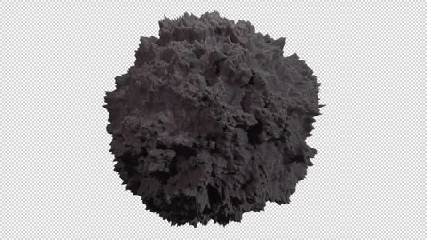 Animated 3D 60fps spinning asteroid loop, ProRes w clear alpha background Stock Footage 246015004