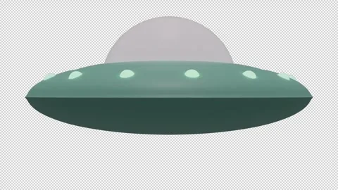 Animated 3D 60fps spinning blue green UFO loop, ProRes w clear alpha background Stock Footage 246014510