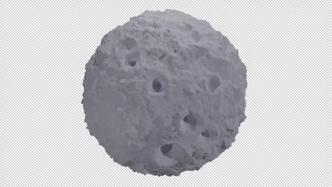 Animated 3D 60fps spinning pale moon loop, ProRes w clear alpha background Stock Footage 246014956
