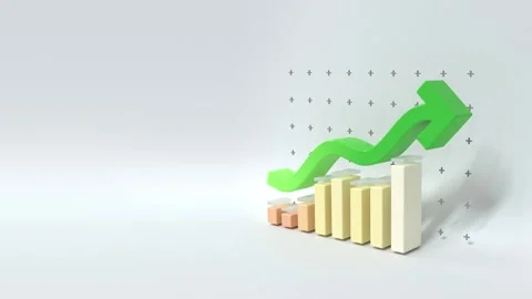 Animated 3D  arrow and graphic bar. Animated background Vídeo Stock 339285002