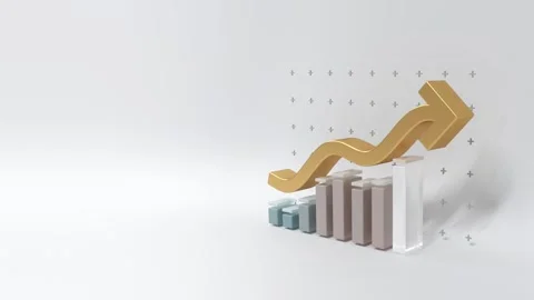 Animated 3D  arrow and graphic bar. Animated background Vidéo 339285666
