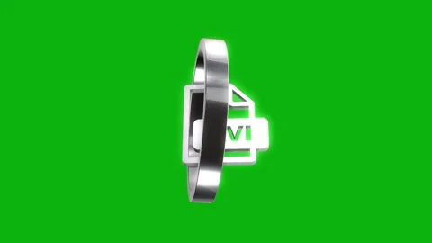 Animated 3d avi file icon rotates on green screen background with metallic .. Stock Footage 346499355