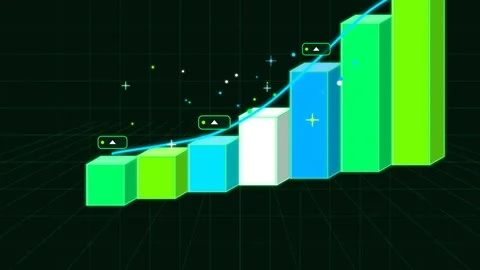 Animated 3D bar chart showing financial growth and business success Stockbeeldmateriaal 346966496