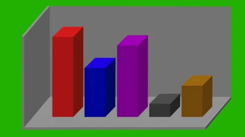 Animated 3D bar graph - different colors - green screen Stock Footage 35429110