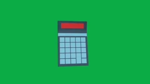 Animated 3d blue calculator icon moving on green screen background for finance Stock Footage 331127800