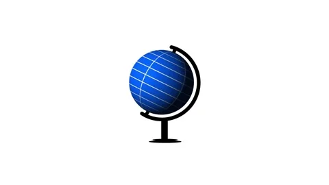 Animated 3d blue globe spinning slowly on stand showing continents on white.. Stock Footage 339751630